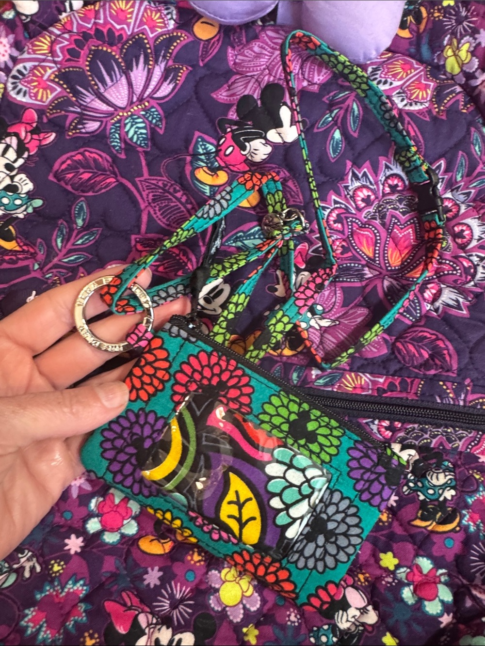 Vera Bradley Disney Purple Floral Mickey Backpack with Bow Accent and wallet - Picture 10 of 11